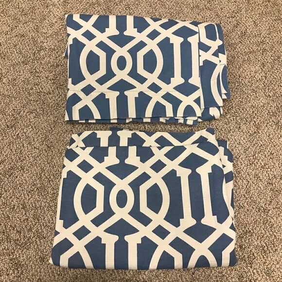 Threshold blue and white lattice curtain panels - Picture 3 of 5